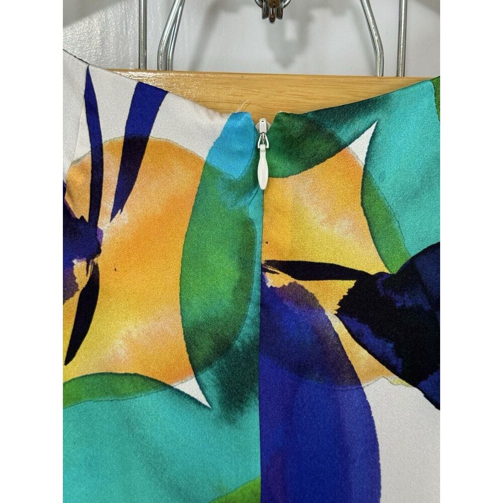 Carlisle Women's Size 6 Silk Dress Colorful Floral Print Lined Zip Cap Sleeve - Picture 10 of 16